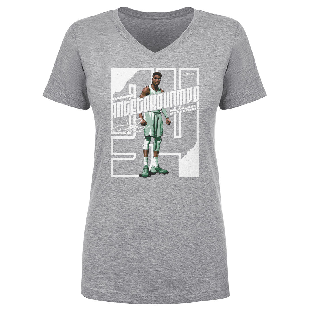 Giannis Antetokounmpo Women's V-Neck T-Shirt | 500 LEVEL