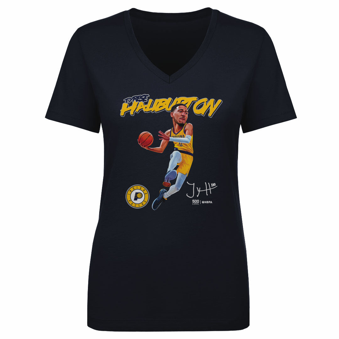 Tyrese Haliburton Women's V-Neck T-Shirt | 500 LEVEL