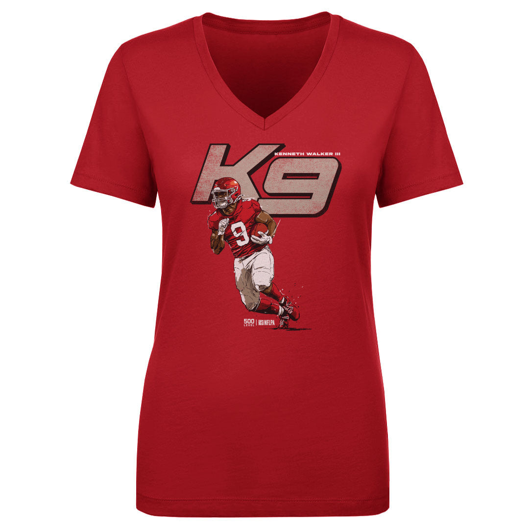 Kenneth Walker III Women's V-Neck T-Shirt | 500 LEVEL