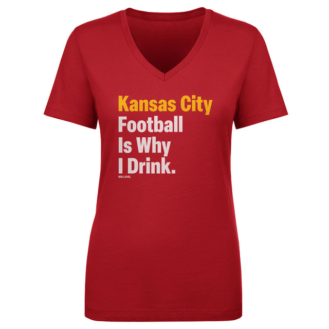 Kansas City Football Women's V-Neck T-Shirt | 500 LEVEL
