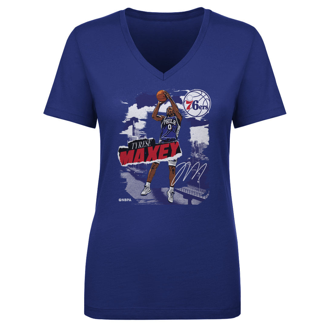 Tyrese Maxey Women's V-Neck T-Shirt | 500 LEVEL