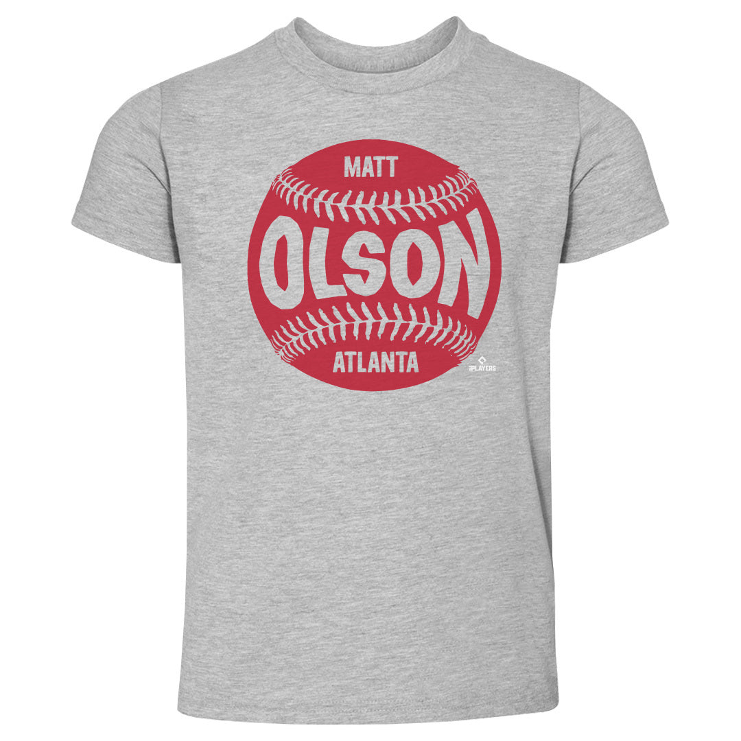 Matt Olson Kids Toddler T-Shirt - Heather Gray - Atlanta | 500 Level Major League Baseball Players Association (MLBPA)
