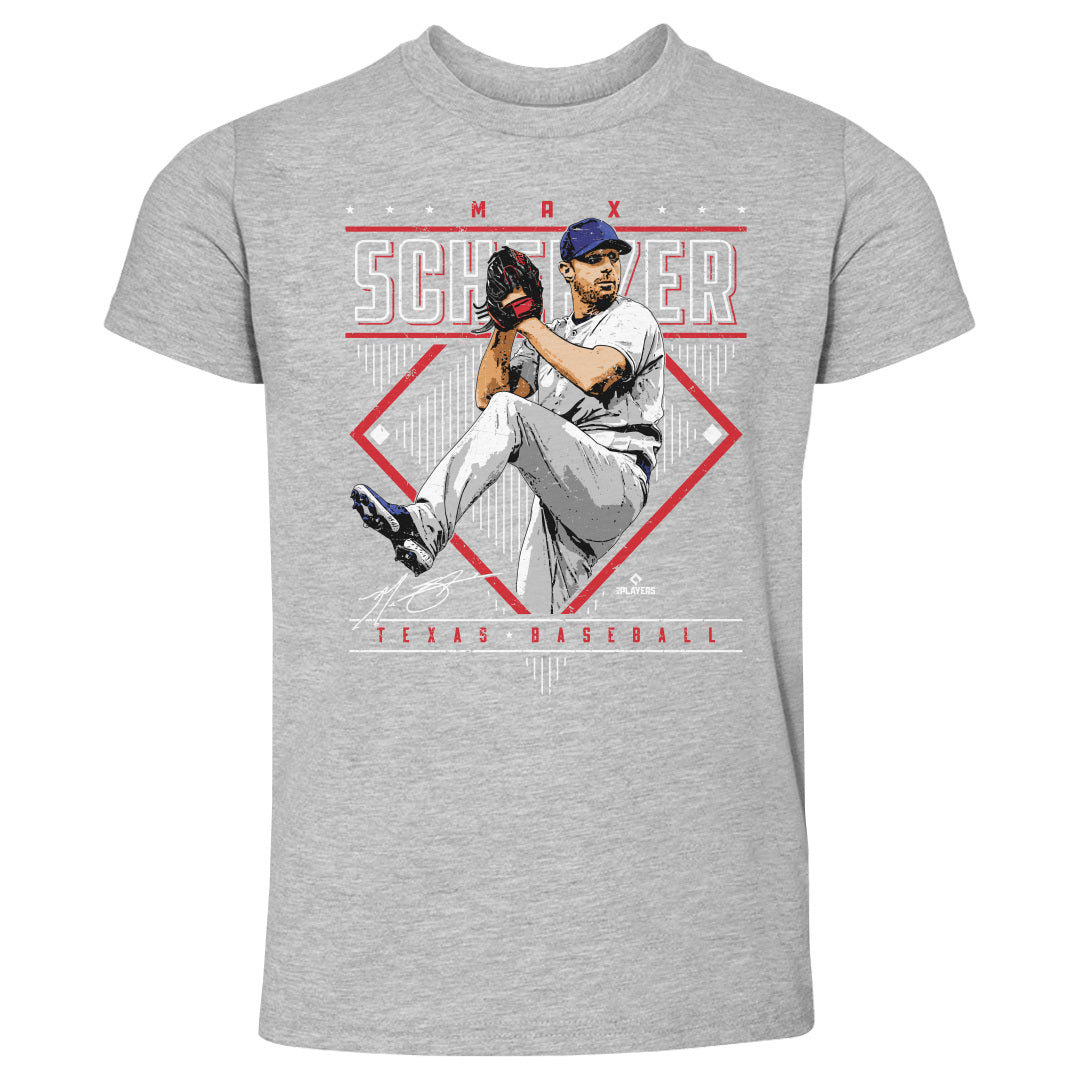 Max Scherzer Kids Toddler T-Shirt - Heather Gray - Texas | 500 Level Major League Baseball Players Association (MLBPA)