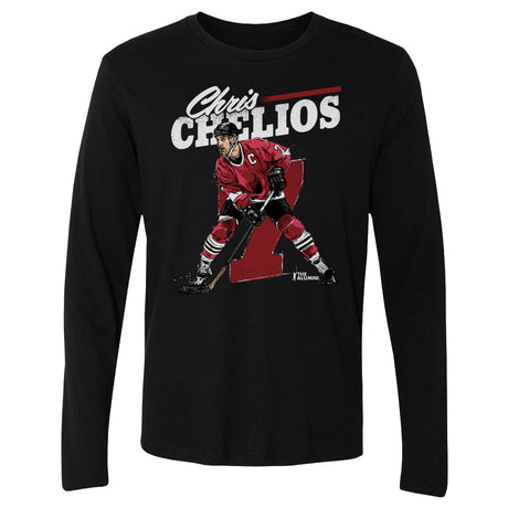 Chris Chelios Men's Long Sleeve T-Shirt | 500 LEVEL
