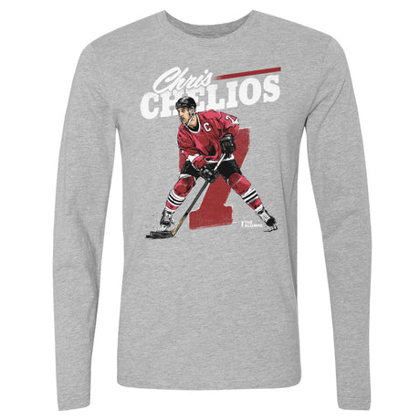 Chris Chelios Men's Long Sleeve T-Shirt | 500 LEVEL