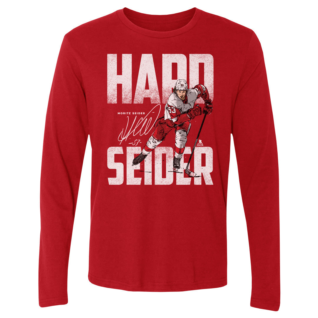Detroit Red Wings Men's Moritz Seider Hard Seider T-shirt - Red - Detroit  City Sports