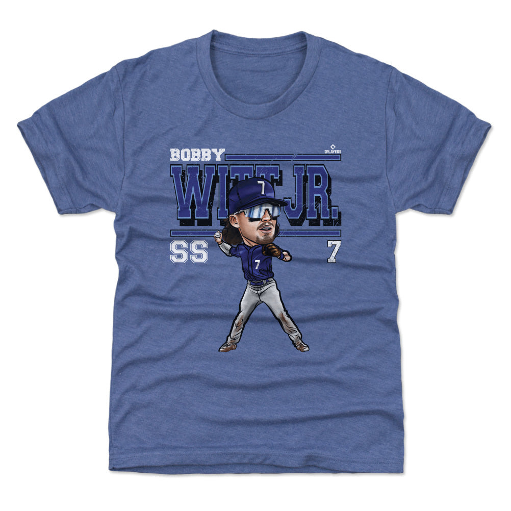 Bobby Witt Jr. Kids T-Shirt - Tri Royal - Kansas City | 500 Level Major League Baseball Players Association (MLBPA)