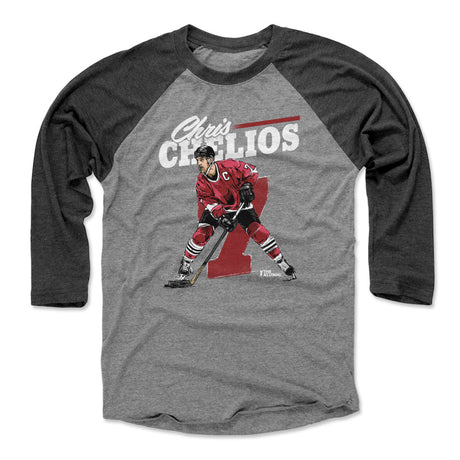 Chris Chelios Men's Baseball T-Shirt | 500 LEVEL