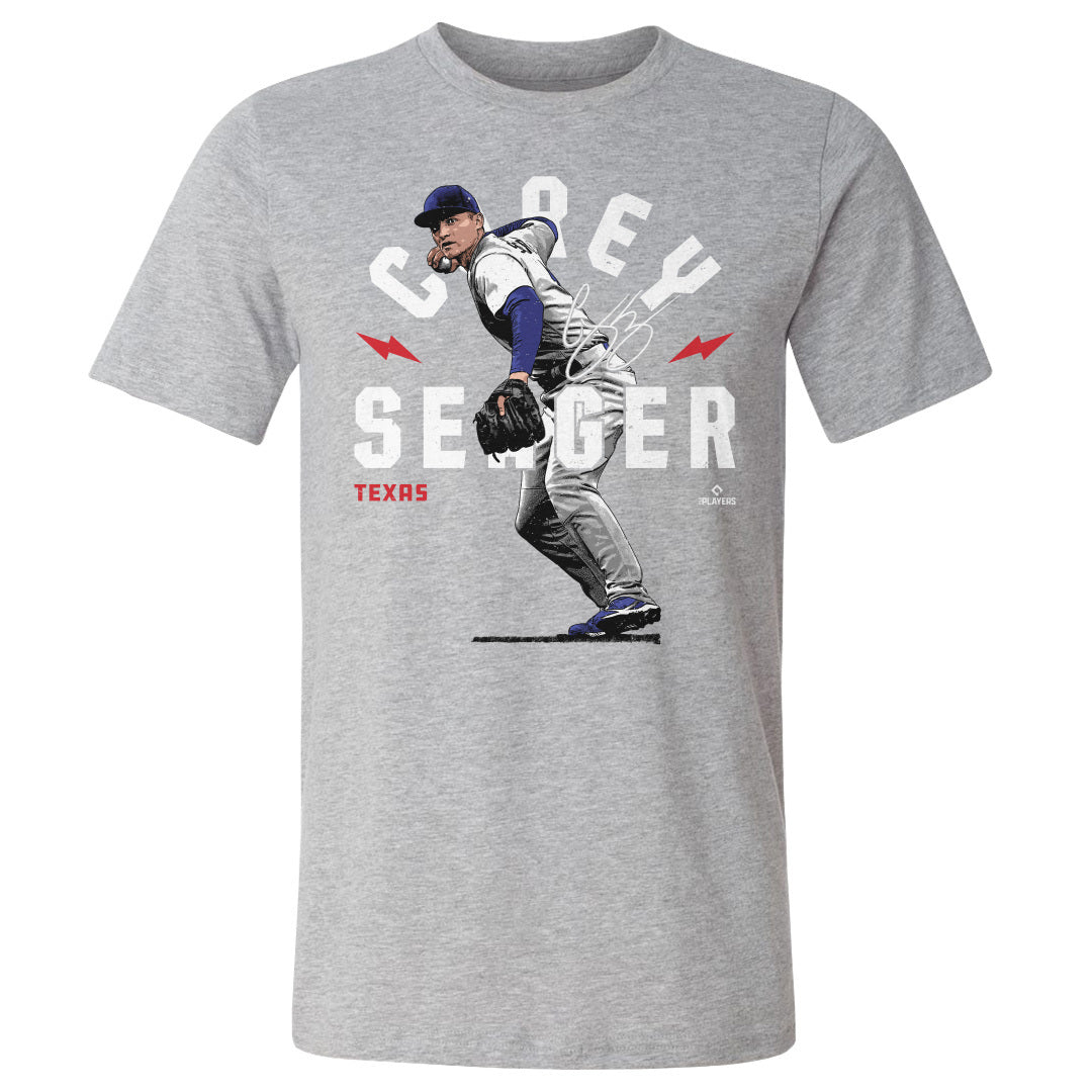 Texas Rangers Corey Seager Men's Cotton T-Shirt - Heather Gray - Texas | 500 Level Major League Baseball Players Association (MLBPA)