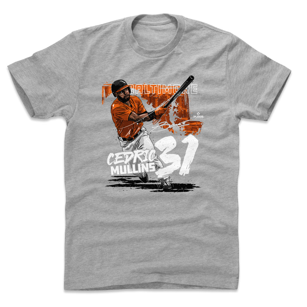 Baltimore Orioles Cedric Mullins Men's Cotton T-Shirt - Heather Gray - Baltimore | 500 Level Major League Baseball Players Association (MLBPA)