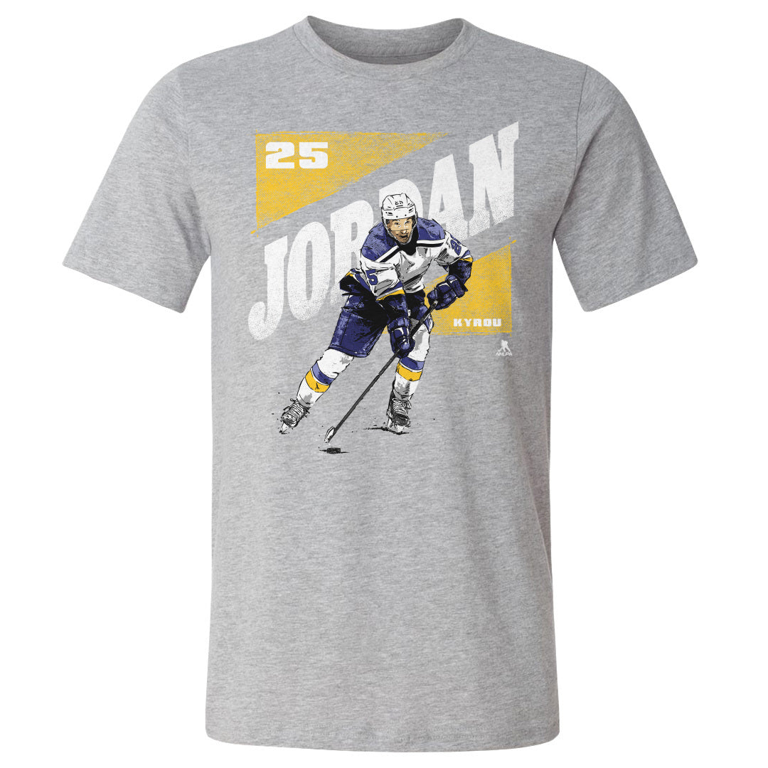 St. Louis Blues Jordan Kyrou Men's Cotton T-Shirt - Heather Gray - St. Louis | 500 Level