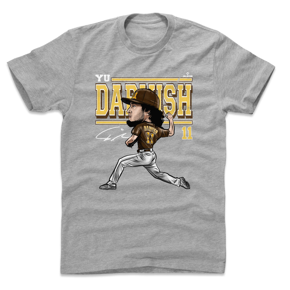 Yu Darvish Men's Cotton T-Shirt - Heather Gray - San Diego | 500 Level Major League Baseball Players Association (MLBPA)
