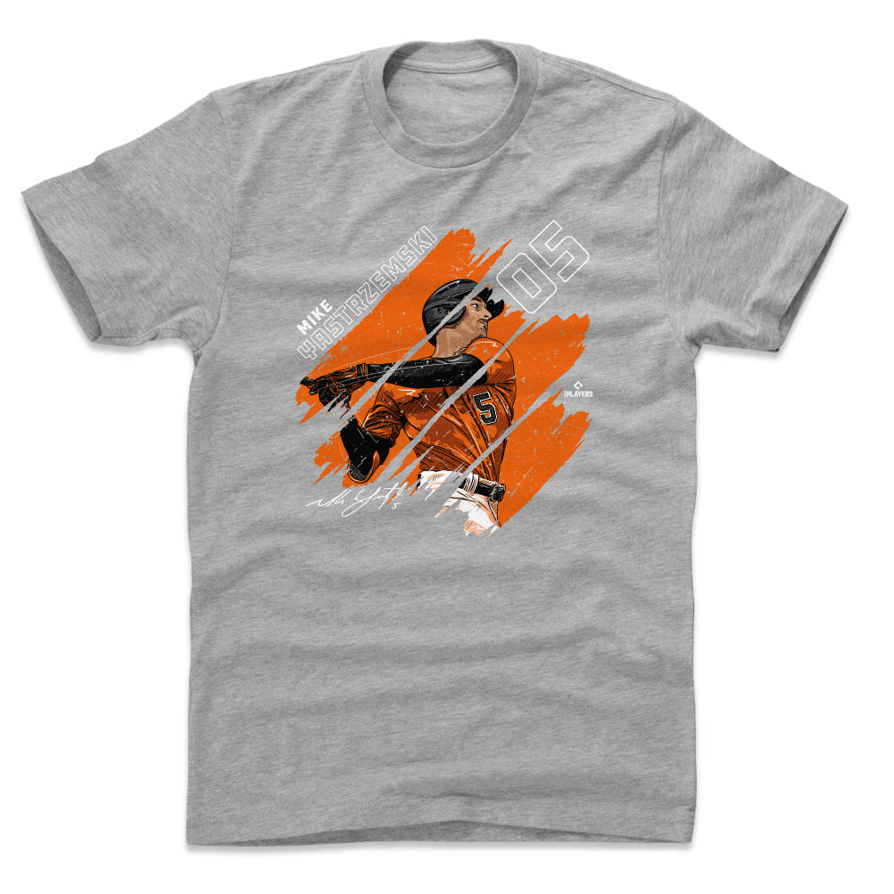 Mike Yastrzemski Men's Cotton T-Shirt - Heather Gray - San Francisco | 500 Level Major League Baseball Players Association (MLBPA)