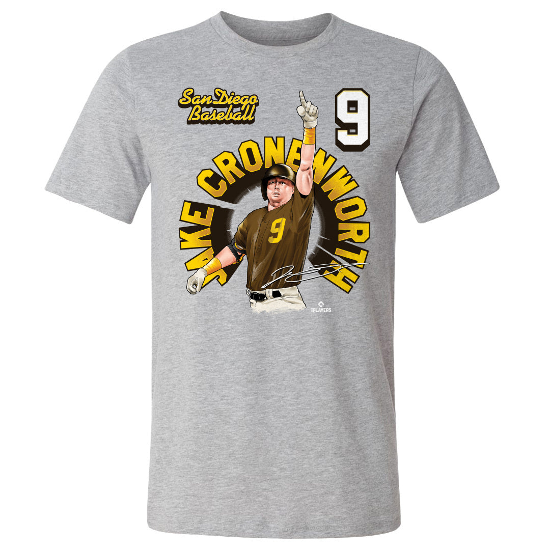 Jake Cronenworth Men's Cotton T-Shirt - Heather Gray - San Diego | 500 Level Major League Baseball Players Association (MLBPA)