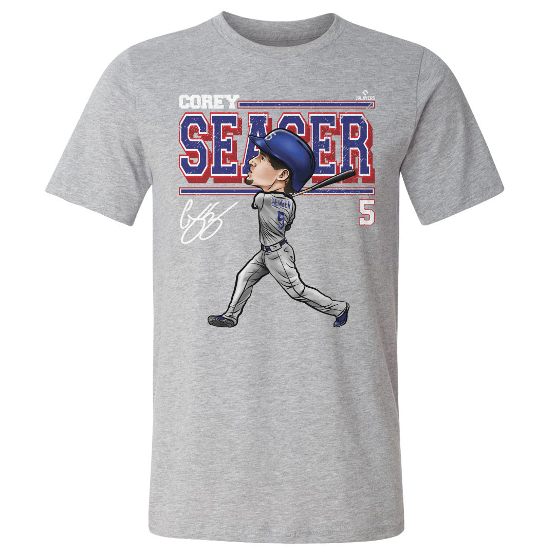Texas Rangers Corey Seager Men's Cotton T-Shirt - Heather Gray - Texas | 500 Level Major League Baseball Players Association (MLBPA)