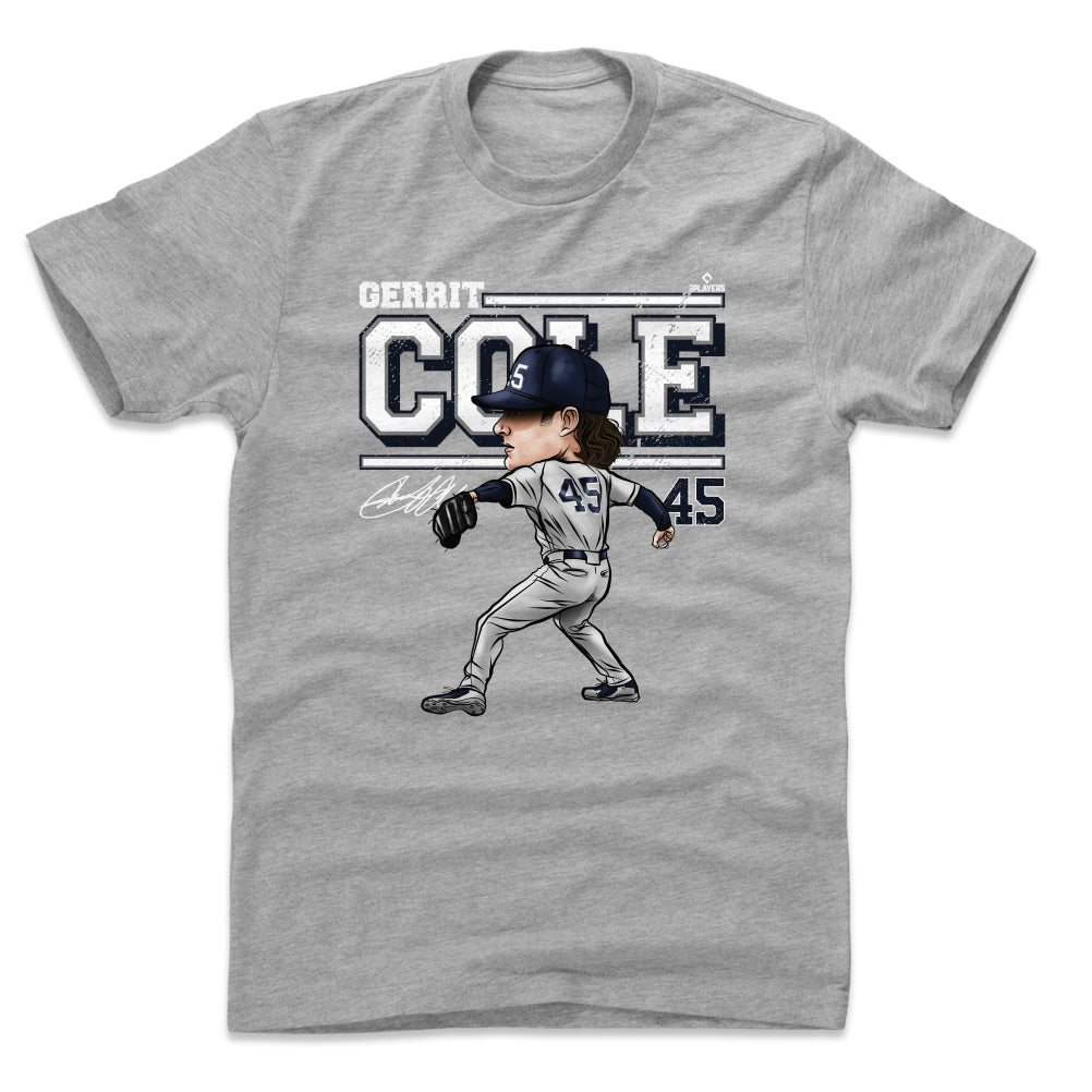 Gerrit Cole Men's Cotton T-Shirt - Heather Gray - New York | 500 Level Major League Baseball Players Association (MLBPA)