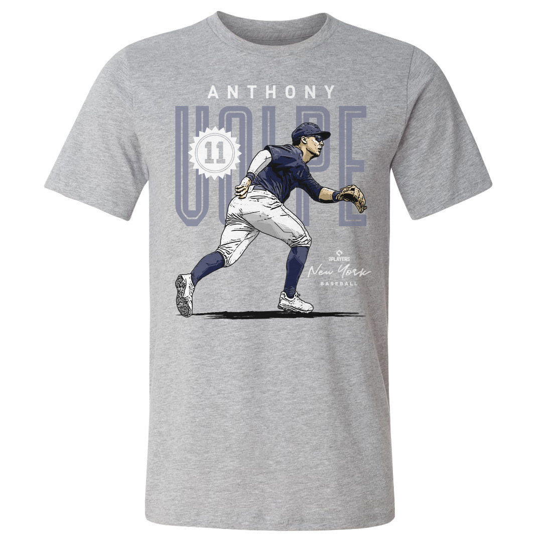Anthony Volpe Men's Cotton T-Shirt - Heather Gray - New York | 500 Level Major League Baseball Players Association (MLBPA)