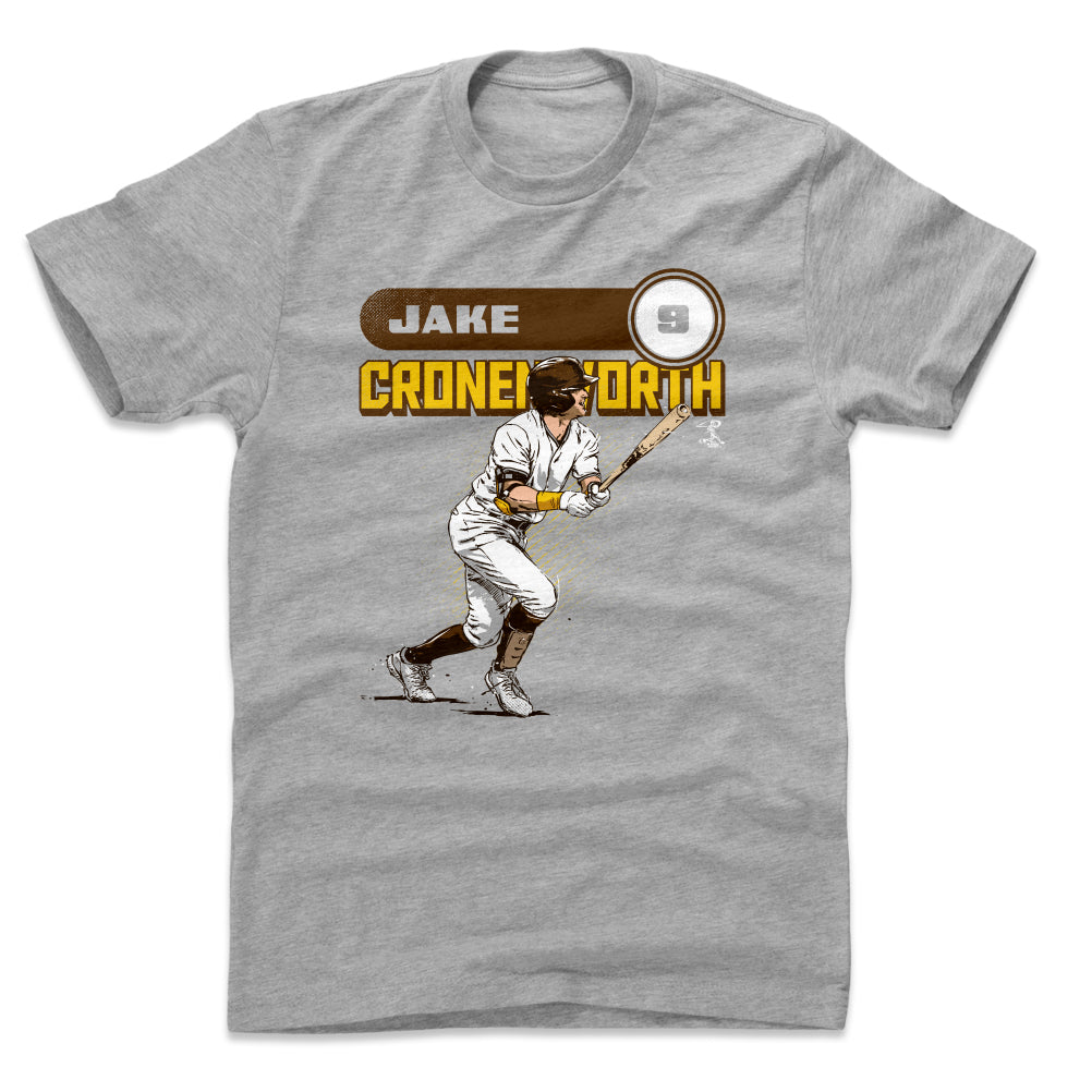 Jake Cronenworth Men's Cotton T-Shirt - Heather Gray - San Diego | 500 Level Major League Baseball Players Association (MLBPA)