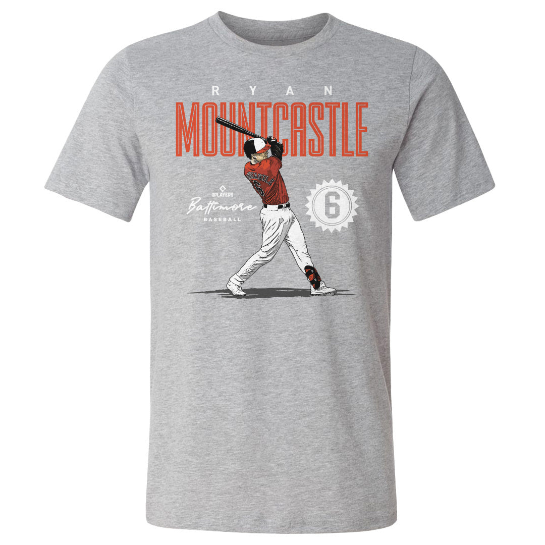Baltimore Orioles Ryan Mountcastle Men's Cotton T-Shirt - Heather Gray - Baltimore | 500 Level Major League Baseball Players Association (MLBPA)