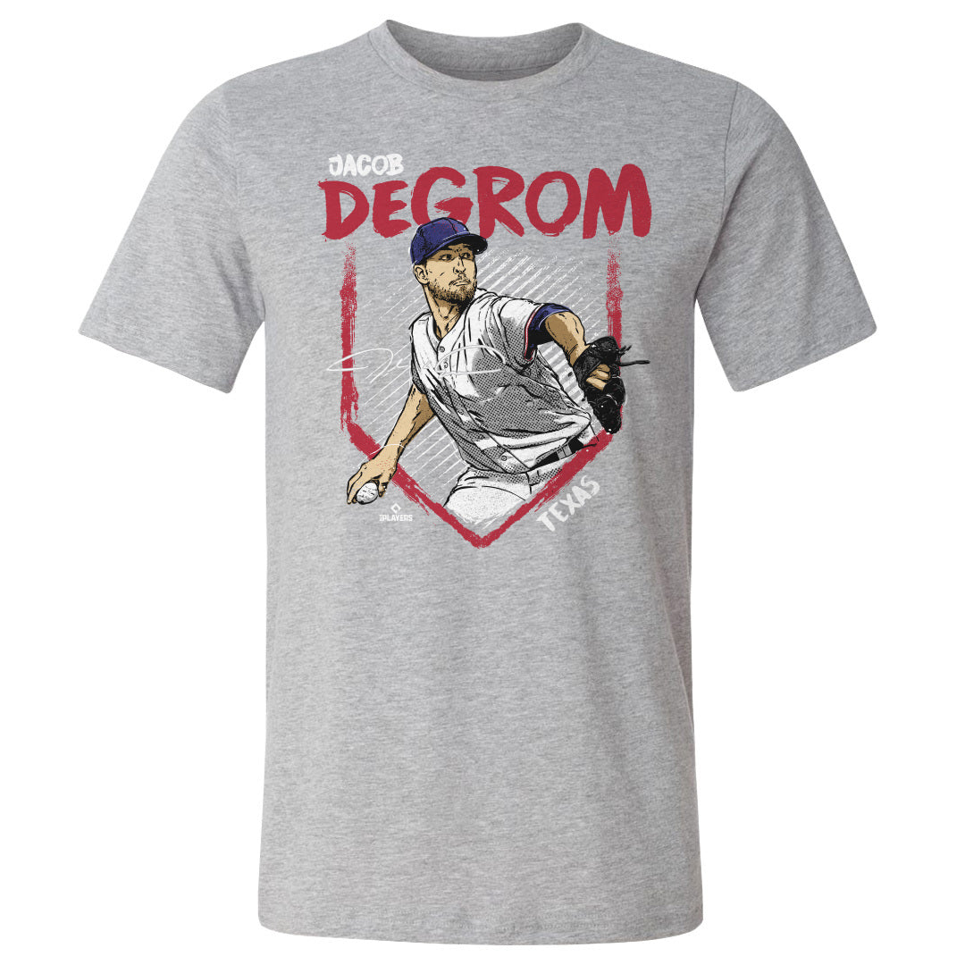 Texas Rangers Jacob deGrom Men's Cotton T-Shirt - Heather Gray - Texas | 500 Level Major League Baseball Players Association (MLBPA)