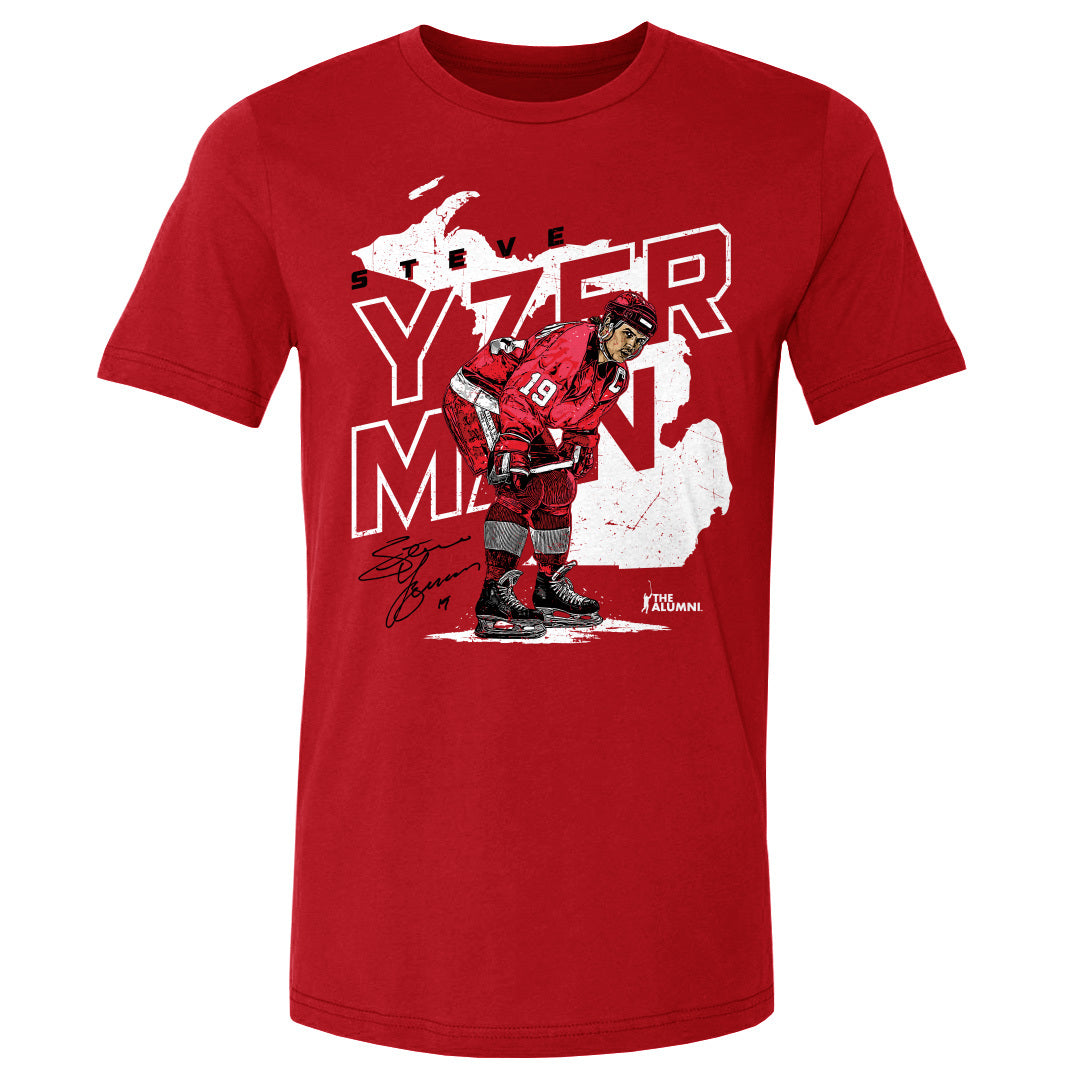 Detroit Red Wings Steve Yzerman Men's Cotton T-Shirt - Heather Gray - Detroit | 500 Level