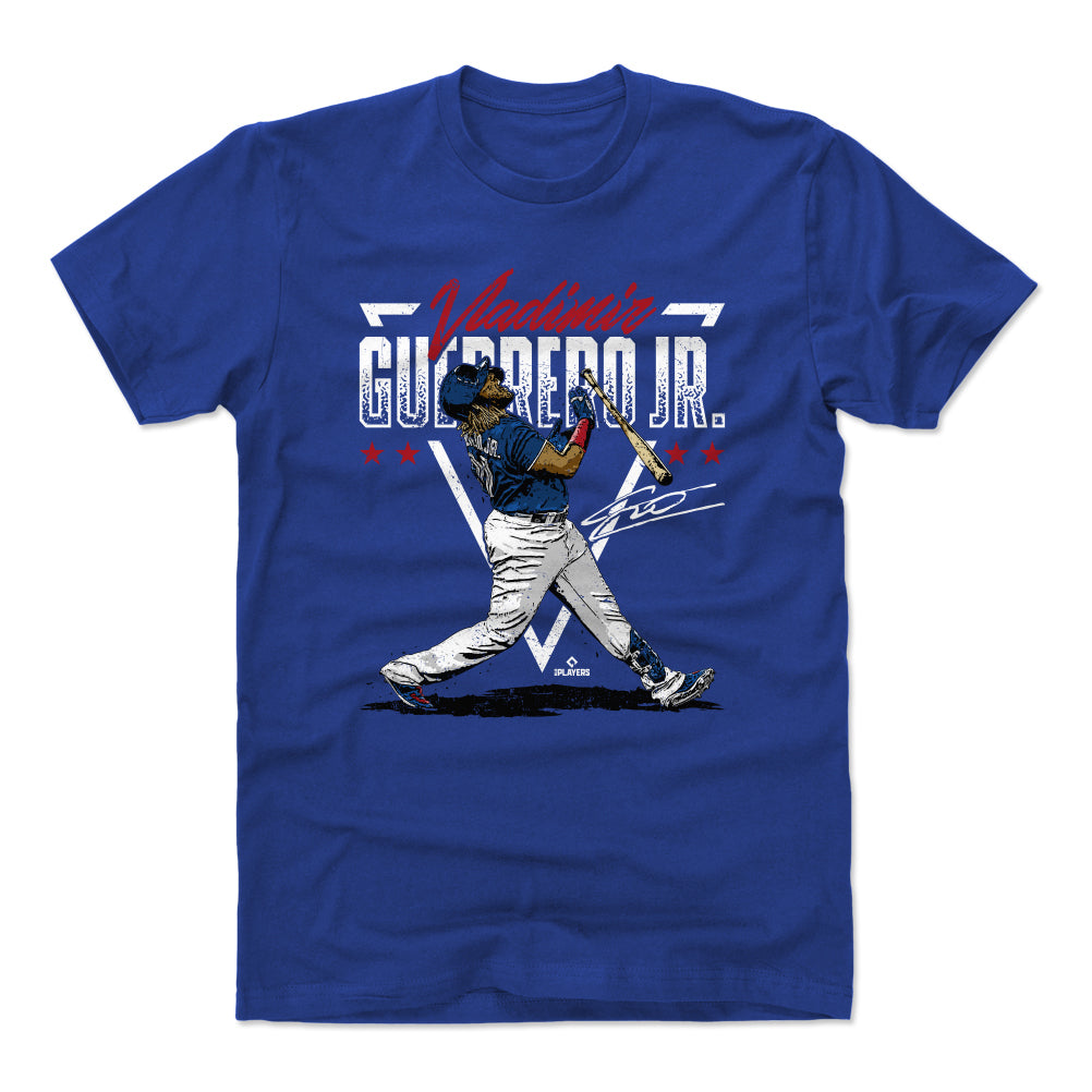 Vladimir Guerrero Jr. Men's Cotton T-Shirt - Royal Blue - Toronto | 500 Level Major League Baseball Players Association (MLBPA)