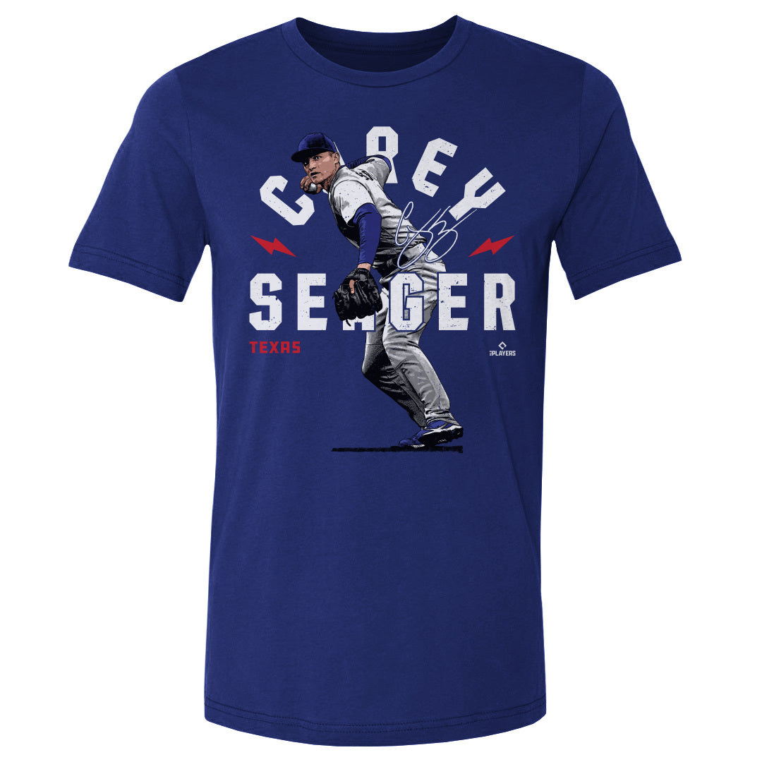 Texas Rangers Corey Seager Men's Cotton T-Shirt - Royal Blue - Texas | 500 Level Major League Baseball Players Association (MLBPA)