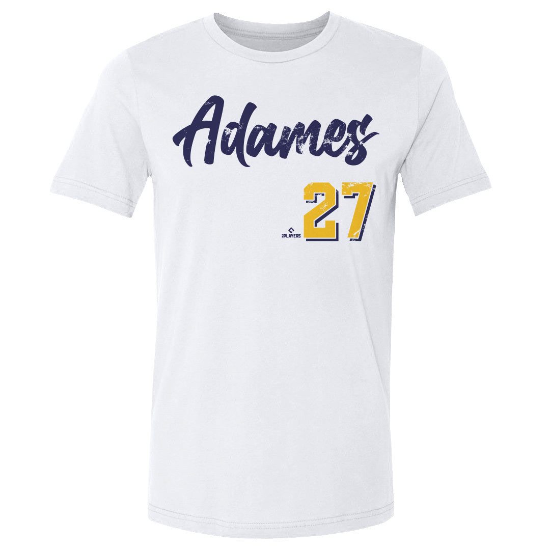 Willy Adames Men's Cotton T-Shirt - White - Milwaukee | 500 Level Major League Baseball Players Association (MLBPA)