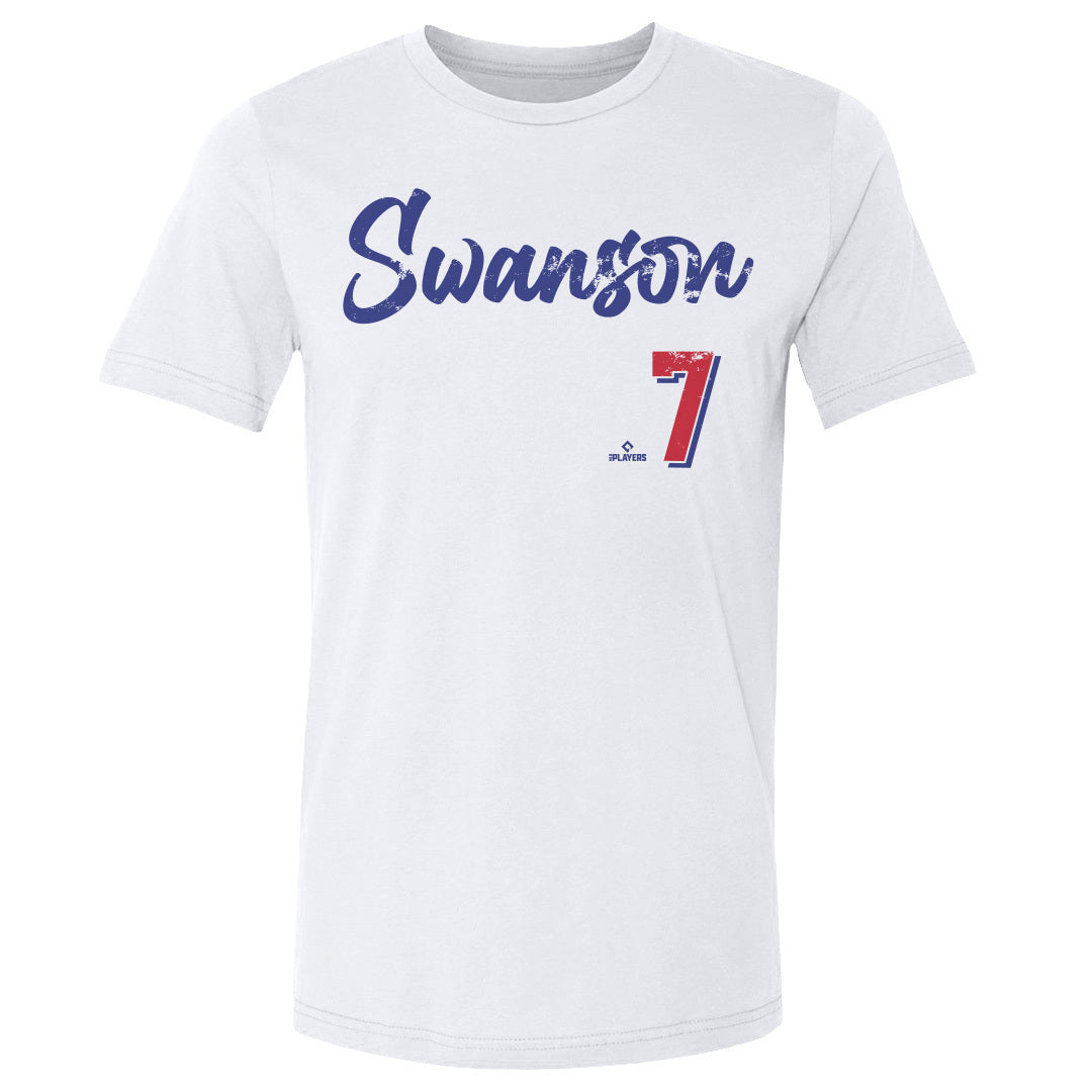Dansby Swanson Men's Cotton T-Shirt - White - Chicago | 500 Level Major League Baseball Players Association (MLBPA)