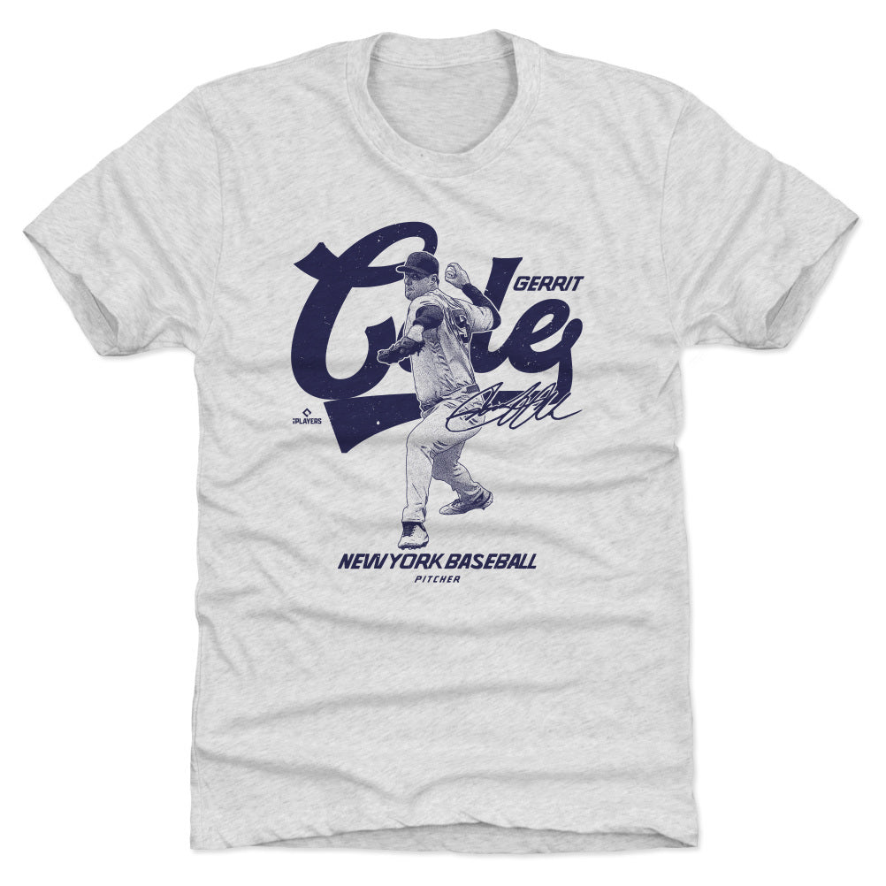 Gerrit Cole Men's Premium T-Shirt - Tri Ash - New York | 500 Level Major League Baseball Players Association (MLBPA)