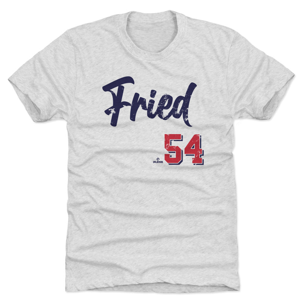 Atlanta Braves Max Fried Men's Premium T-Shirt - Tri Gray - Atlanta | 500 Level Major League Baseball Players Association (MLBPA)