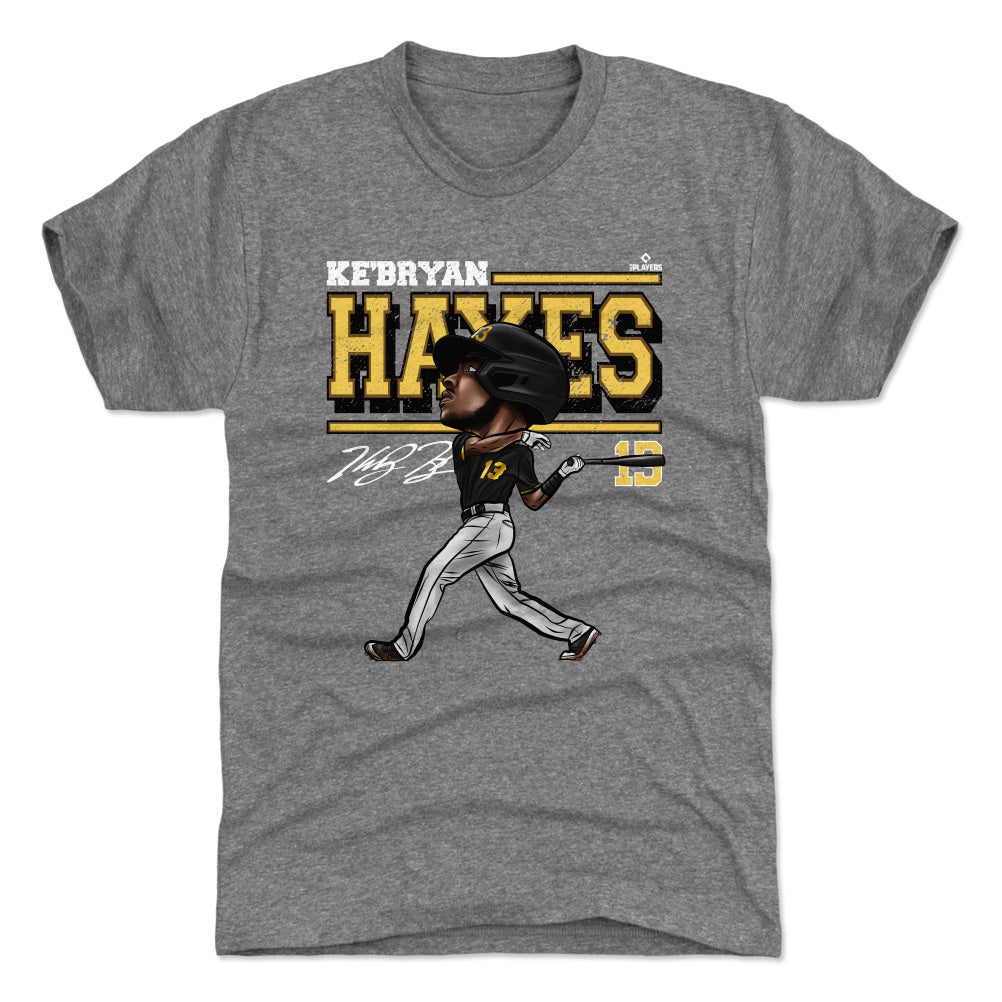 Pittsburgh Pirates Ke'Bryan Hayes Men's Premium T-Shirt - Tri Gray - Pittsburgh | 500 Level Major League Baseball Players Association (MLBPA)