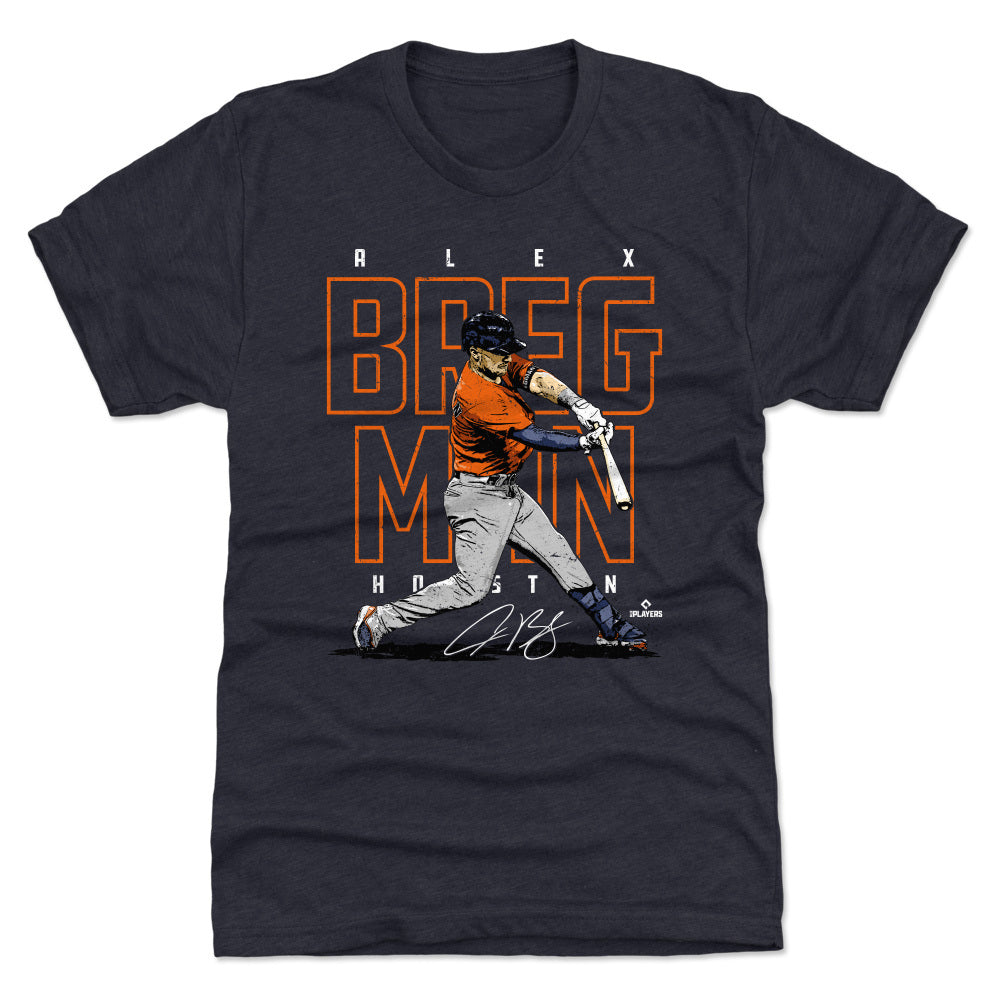 Houston Astros Alex Bregman Men's Premium T-Shirt - Tri Navy - Houston | 500 Level Major League Baseball Players Association (MLBPA)
