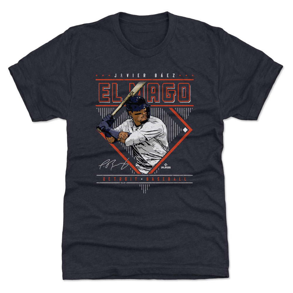 Detroit Tigers Javier Baez Men's Premium T-Shirt - Tri Navy - Detroit | 500 Level Major League Baseball Players Association (MLBPA)