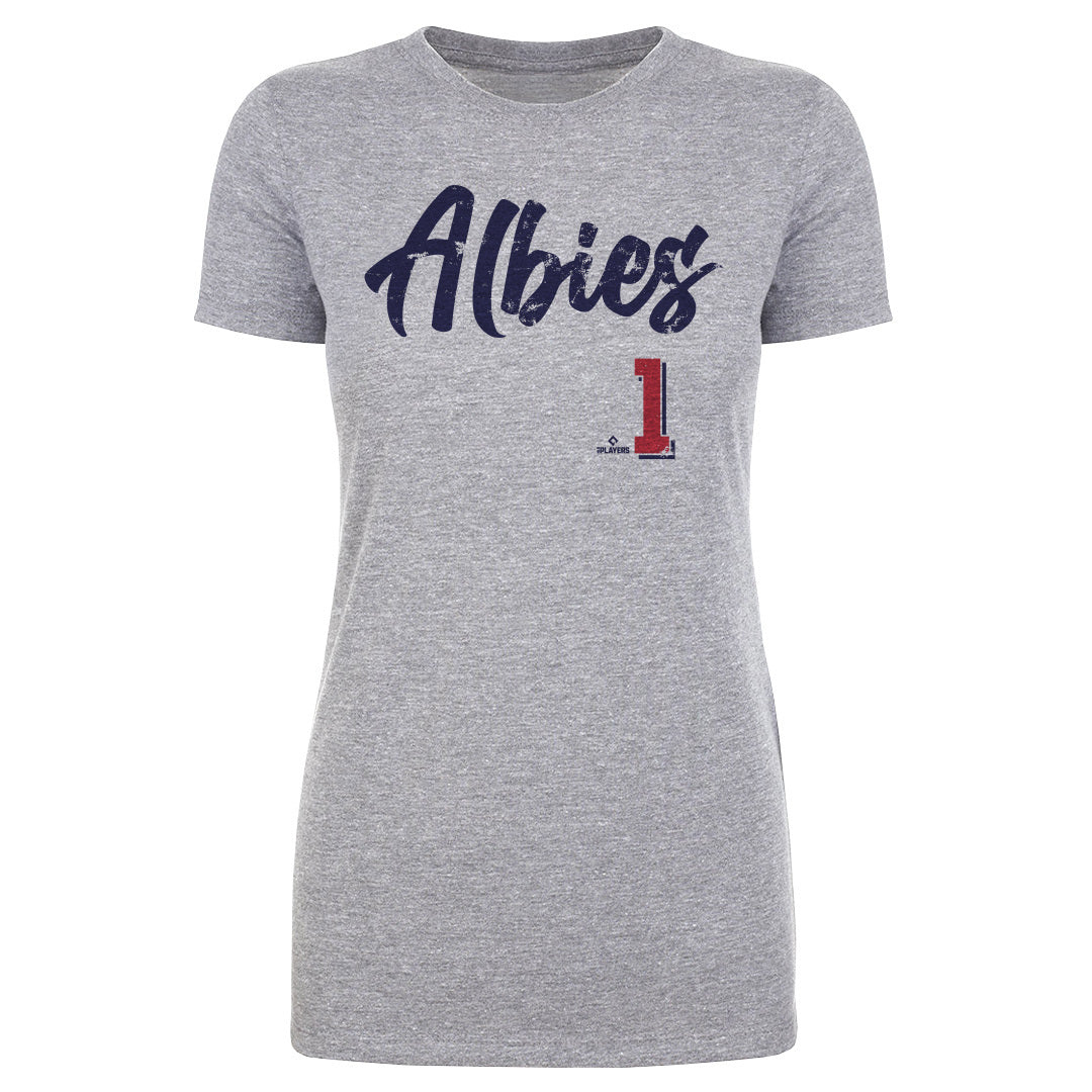 Ozzie Albies Women's T-Shirt - Heather Gray - Atlanta | 500 Level Major League Baseball Players Association (MLBPA)