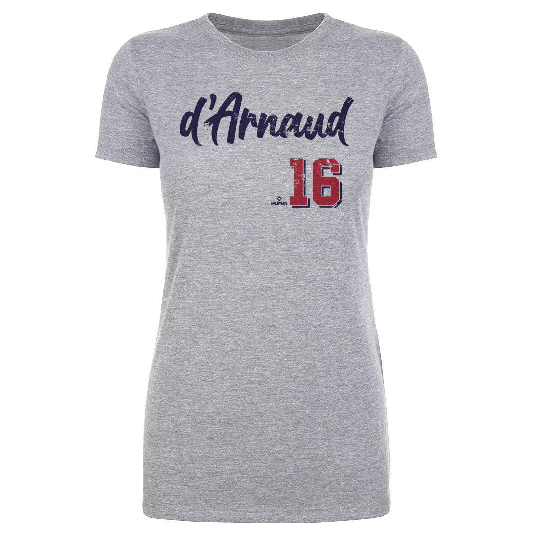 Travis d'Arnaud Women's T-Shirt - Heather Gray - Atlanta | 500 Level Major League Baseball Players Association (MLBPA)