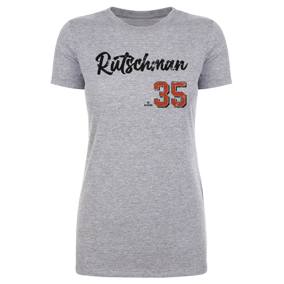 Adley Rutschman Women's T-Shirt - Heather Gray - Baltimore | 500 Level Major League Baseball Players Association (MLBPA)