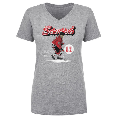 Denis Savard Women's V-Neck T-Shirt | 500 LEVEL