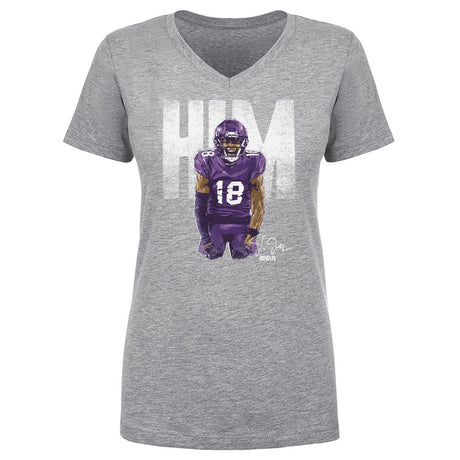 Justin Jefferson Women's V-Neck T-Shirt | 500 LEVEL