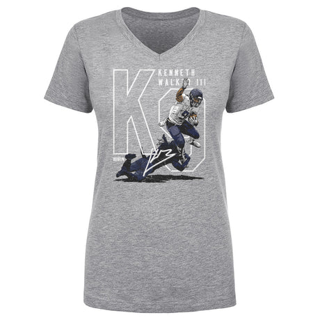 Kenneth Walker III Women's V-Neck T-Shirt | 500 LEVEL
