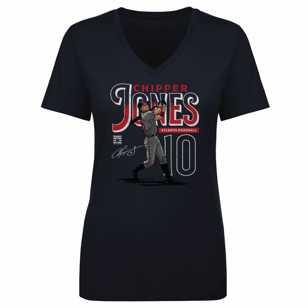 Chipper Jones Women's V-Neck, Atlanta Baseball Hall of Fame Women's V-Neck  T-Shirt