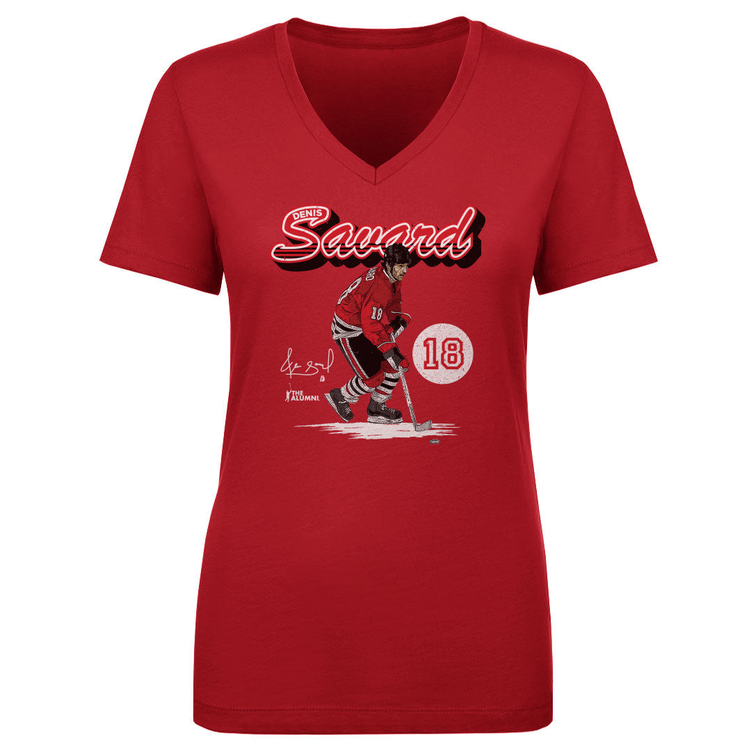 Denis Savard Women's V-Neck T-Shirt | 500 LEVEL