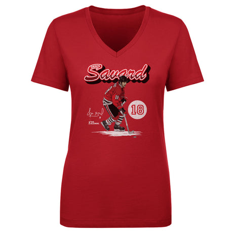 Denis Savard Women's V-Neck T-Shirt | 500 LEVEL