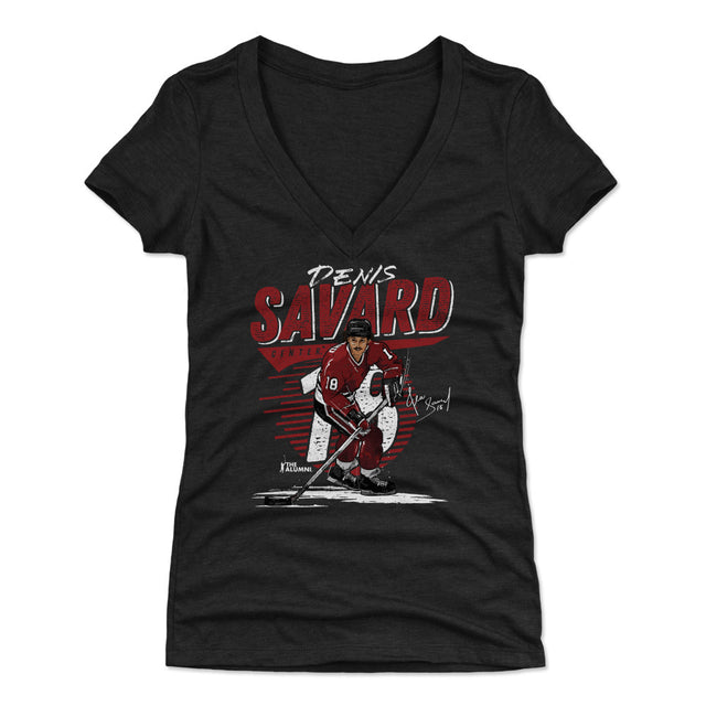 Denis Savard Women's V-Neck T-Shirt | 500 LEVEL