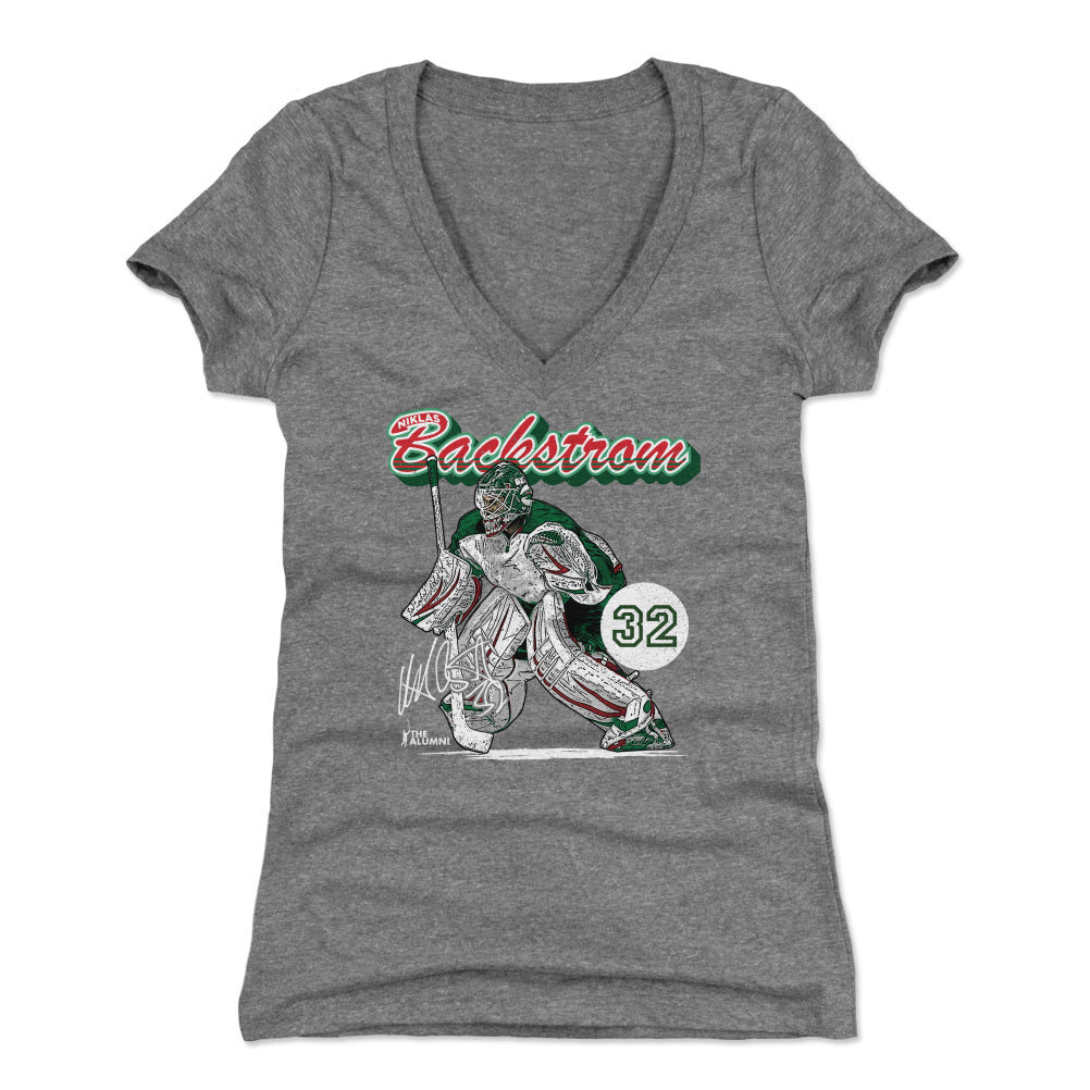 Niklas Backstrom Women's V-Neck T-Shirt | 500 LEVEL