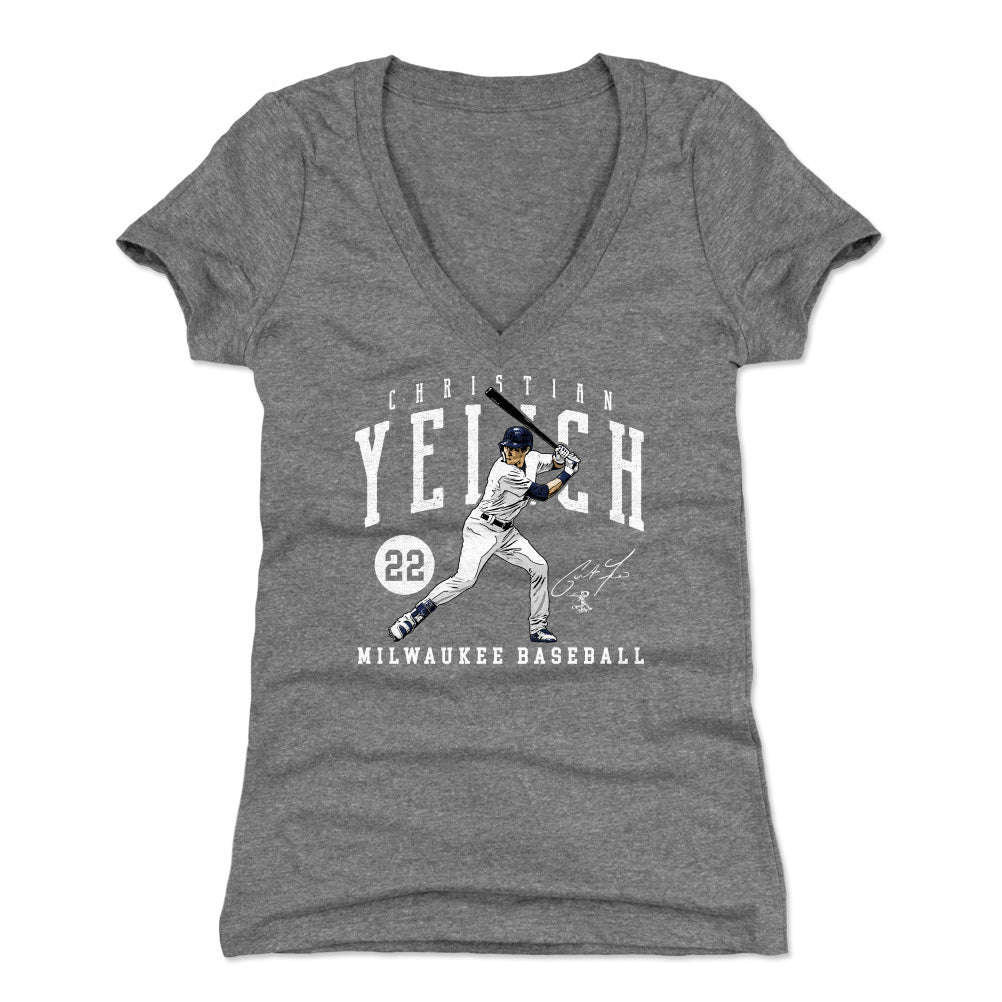 Christian Yelich Women's V-Neck T-Shirt | 500 LEVEL
