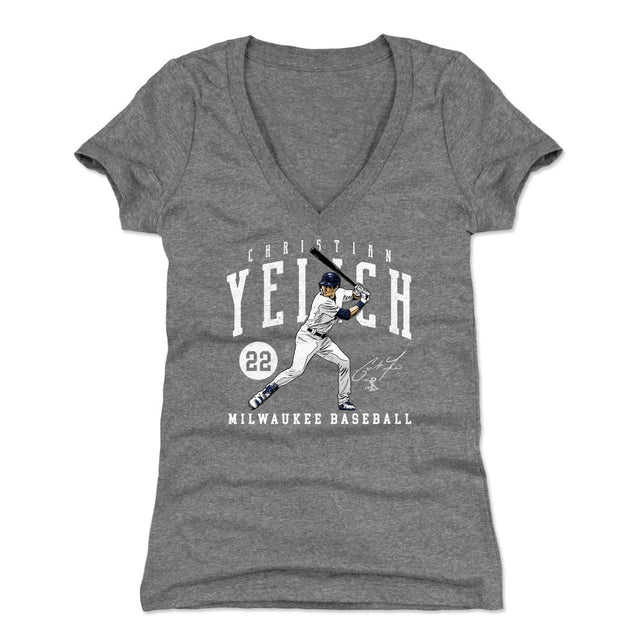 Christian Yelich Women's V-Neck T-Shirt | 500 LEVEL