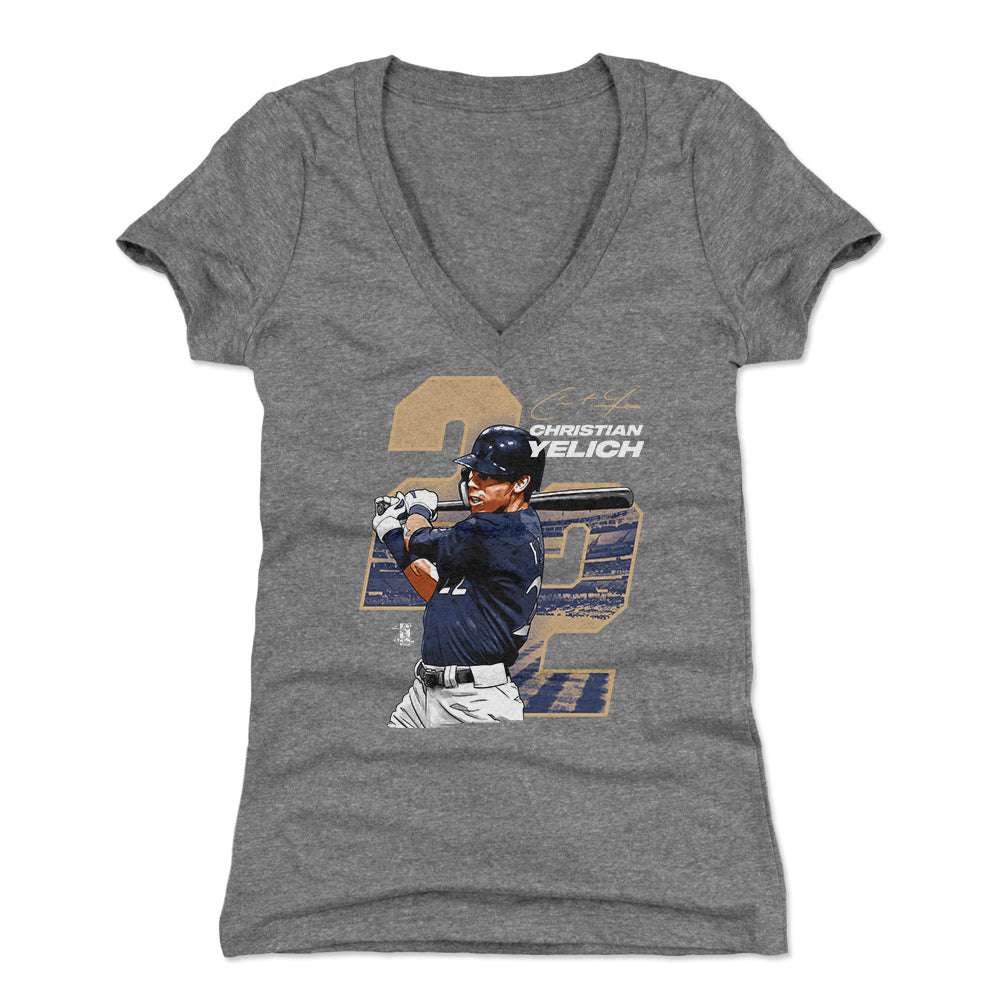 Christian Yelich Women's V-Neck T-Shirt | 500 LEVEL