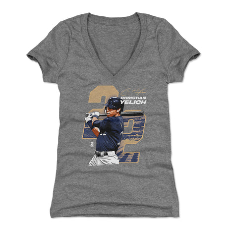 Christian Yelich Women's V-Neck T-Shirt | 500 LEVEL