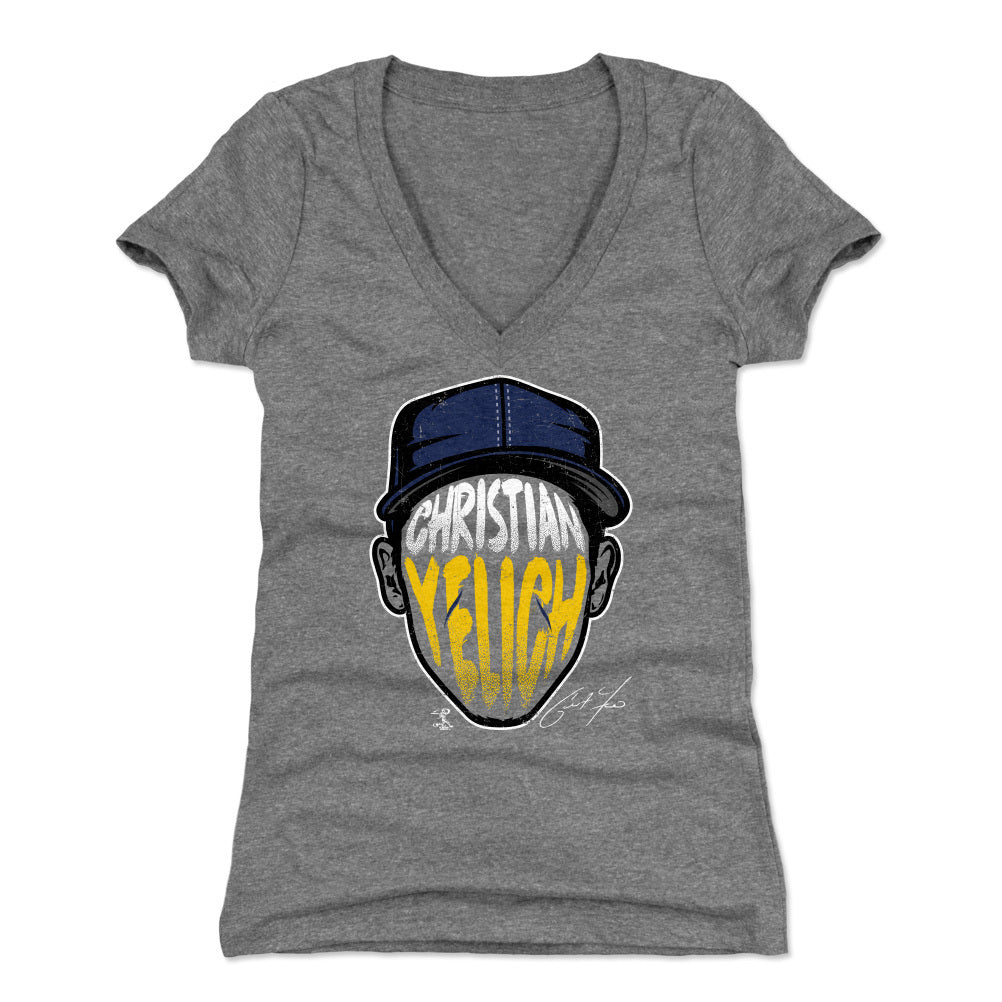 Christian Yelich Women's V-Neck T-Shirt | 500 LEVEL
